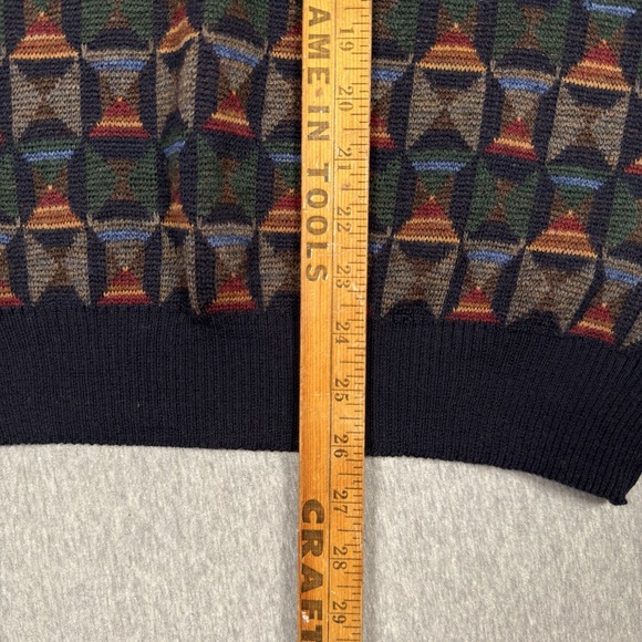 VTG Tricots St Raphael Sweater Mens Large Wool Abstract Geometric Knit Uruguay - Picture 8 of 10